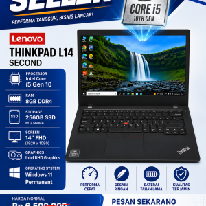 Laptop Second Lenovo L14 i5 Gen 10 RAM 8GB SSD 256Gb Windows 11 Layar 14